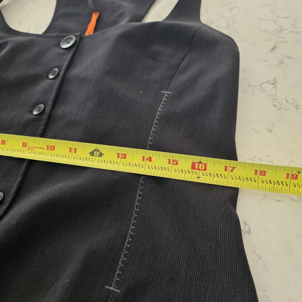 Womens Cop. Copine Vest Shirt Size 42  Futuristic Avant Garde Black, Gray Pinstr - Picture 9 of 12